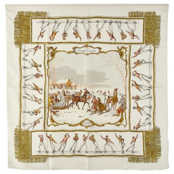 Hermes LES PLAISIRS DU FROID Silk Scarf - Picture 1 of 6